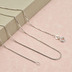 Italian Made - Sterling Silver Box Necklace (Size - 18) with Spring Ring Clasp