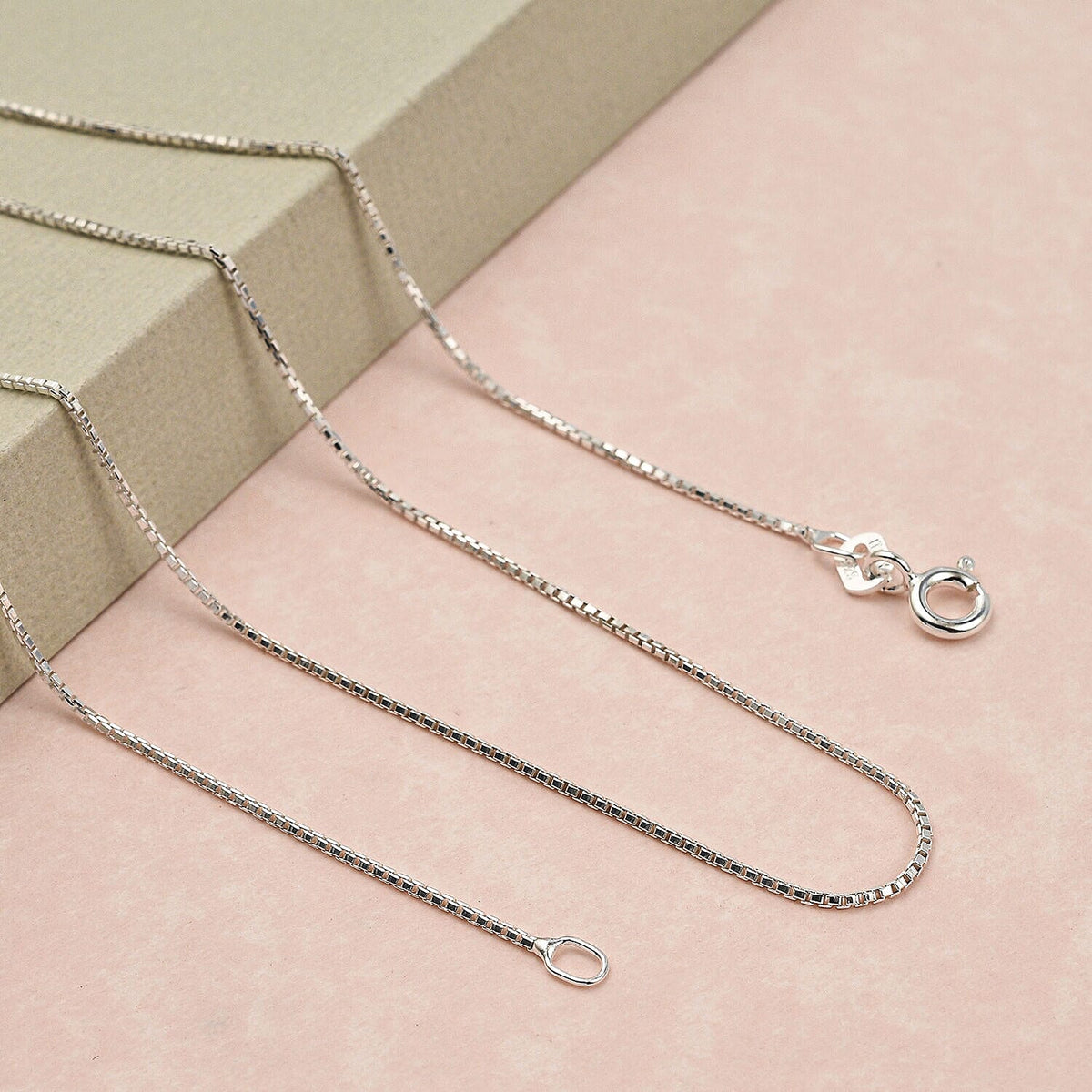 Italian Made-Sterling Silver Box Necklace (Size - 18) With Spring Ring Clasp 7268936 1
