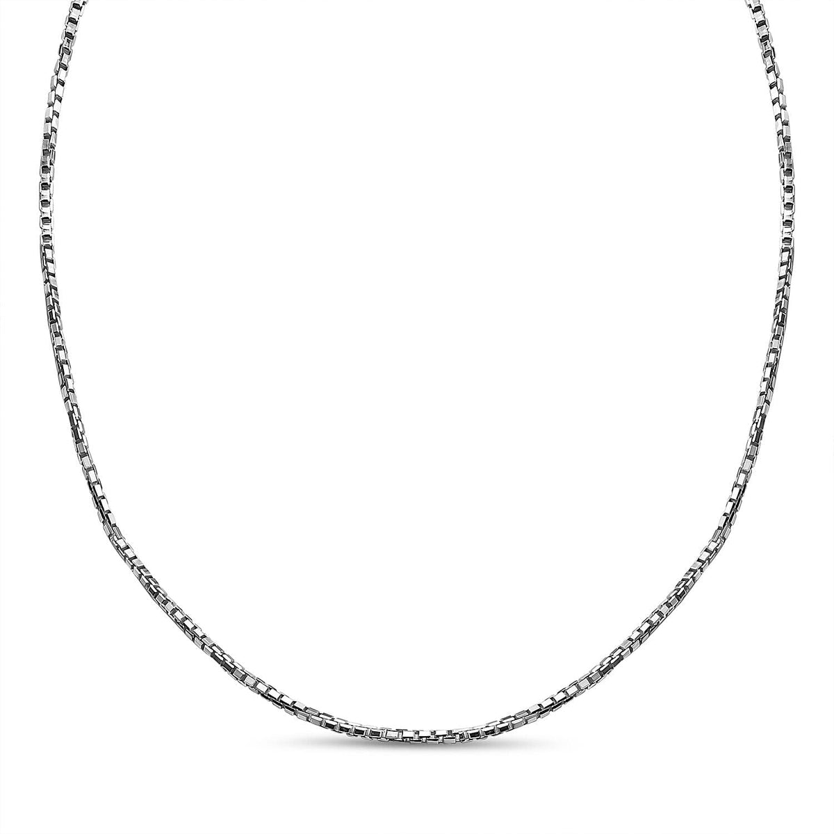 Italian Made-Sterling Silver Box Necklace (Size - 18) With Spring Ring Clasp 7268936 2