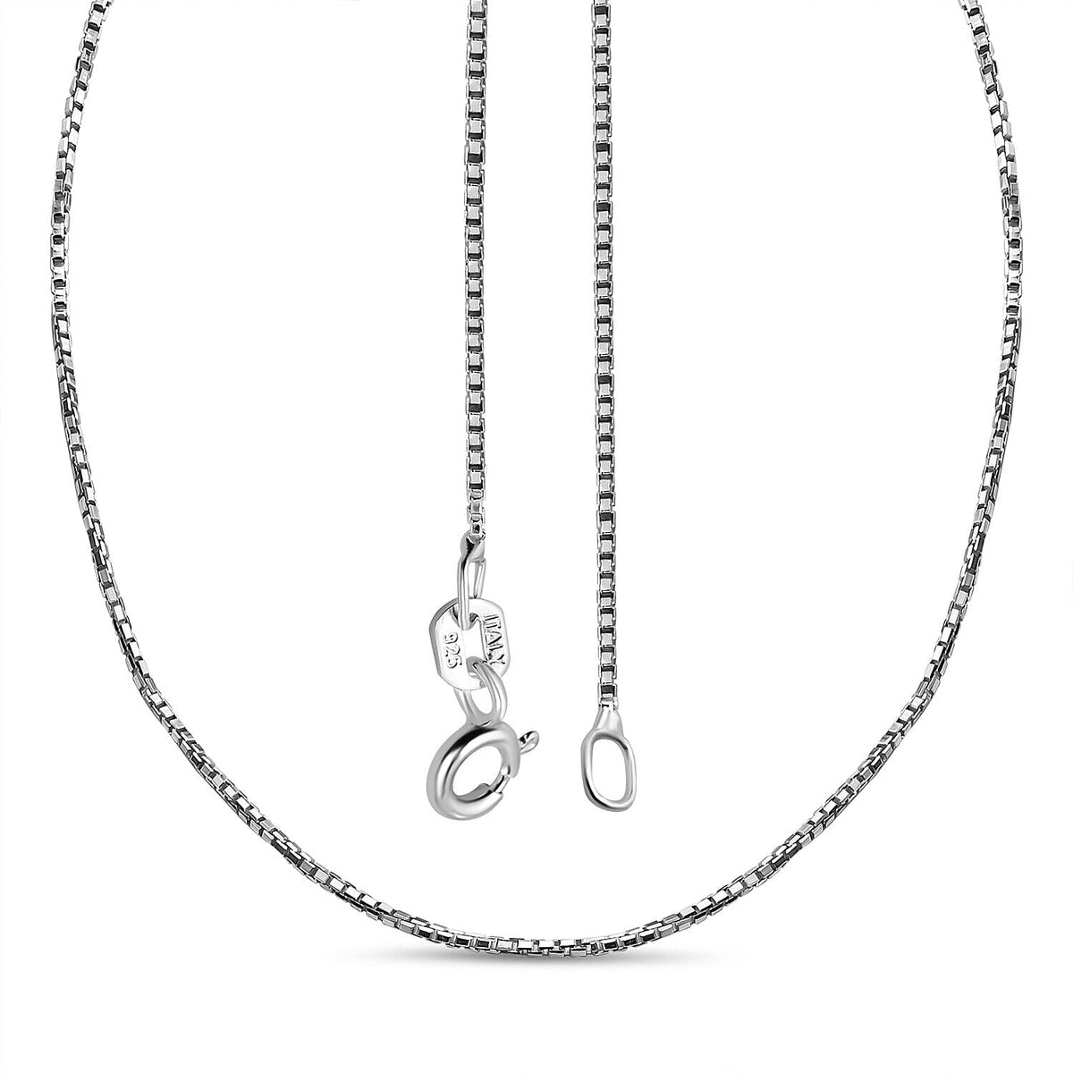 Italian Made-Sterling Silver Box Necklace (Size - 18) With Spring Ring Clasp 7268936 3