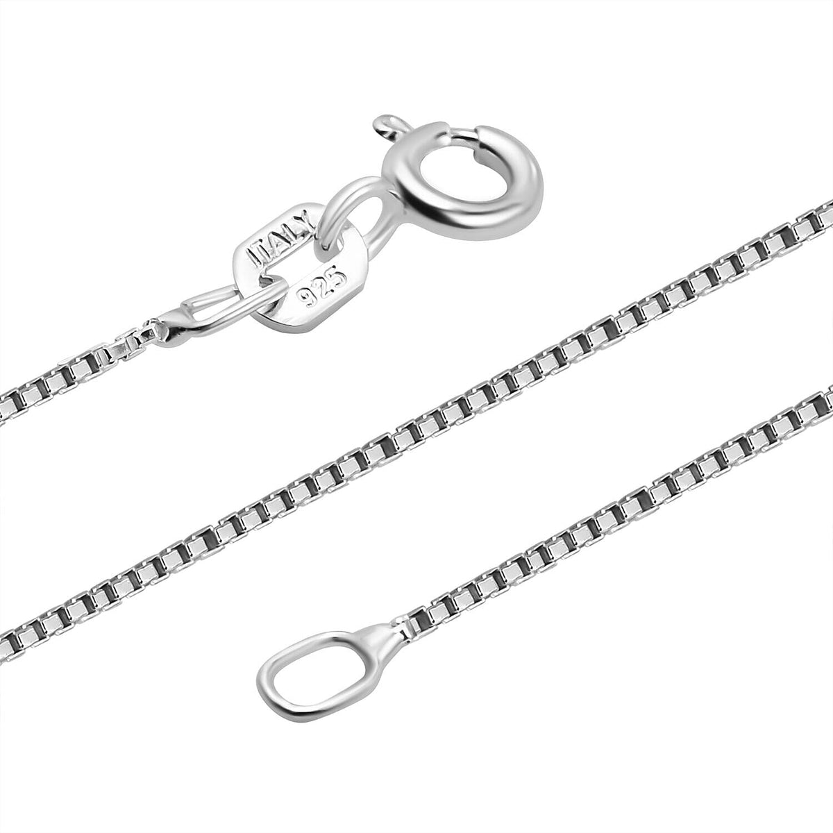 Italian Made-Sterling Silver Box Necklace (Size - 18) With Spring Ring Clasp 7268936 4