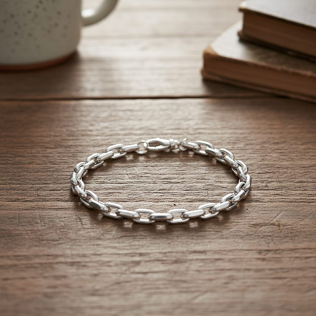Italian Made- Sterling Silver Bracelet (Size - 7.5) with Lobster Clasp 8066285 1