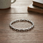 Italian Made- Sterling Silver Bracelet (Size - 7.5) with Lobster Clasp