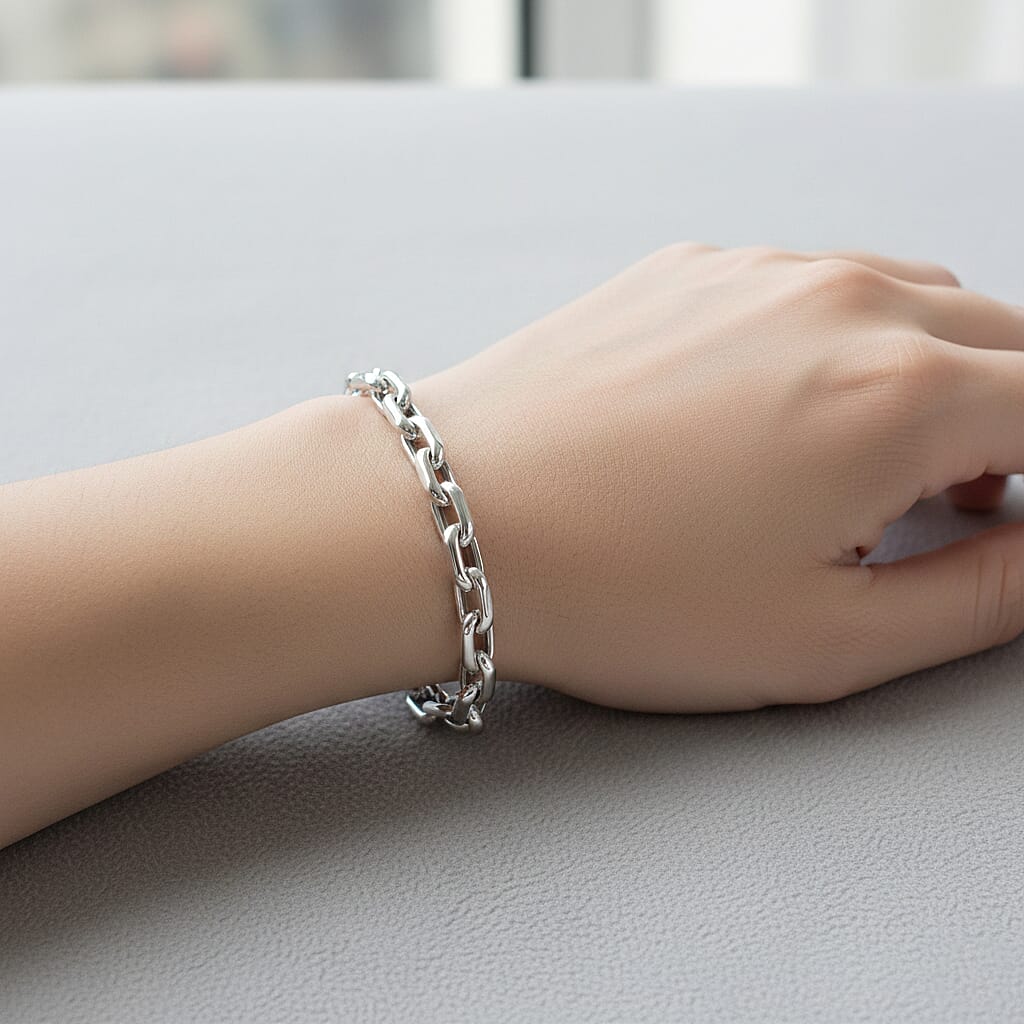 Italian Made- Sterling Silver Bracelet (Size - 7.5) with Lobster Clasp 8066285 2