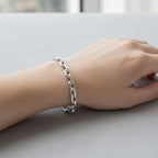 Italian Made- Sterling Silver Bracelet (Size - 7.5) with Lobster Clasp