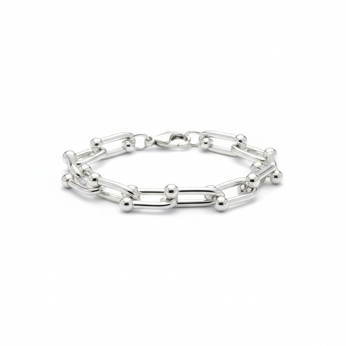 Italian Made Sterling Silver Industrial Bracelet (Size - 7.5) with Lobster Clasp, Silver Wt. 22.73 Gms. 8066287 0