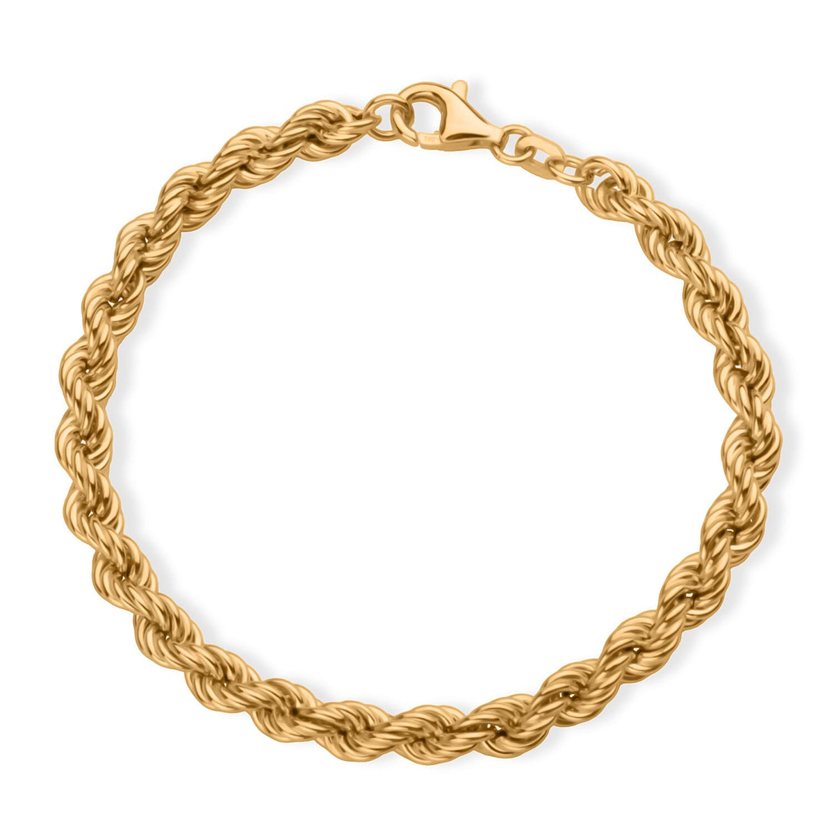 Italian Made - Rope Bracelet (Size - 8) in Yellow Gold Plated Sterling Silver 8356379 0