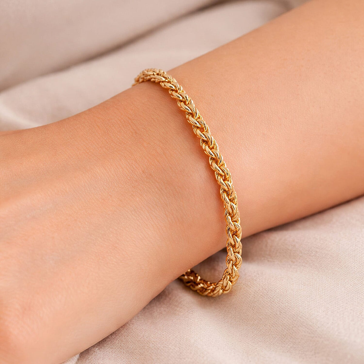 Italian Made - Rope Bracelet (Size - 8) in Yellow Gold Plated Sterling Silver 8356379 1