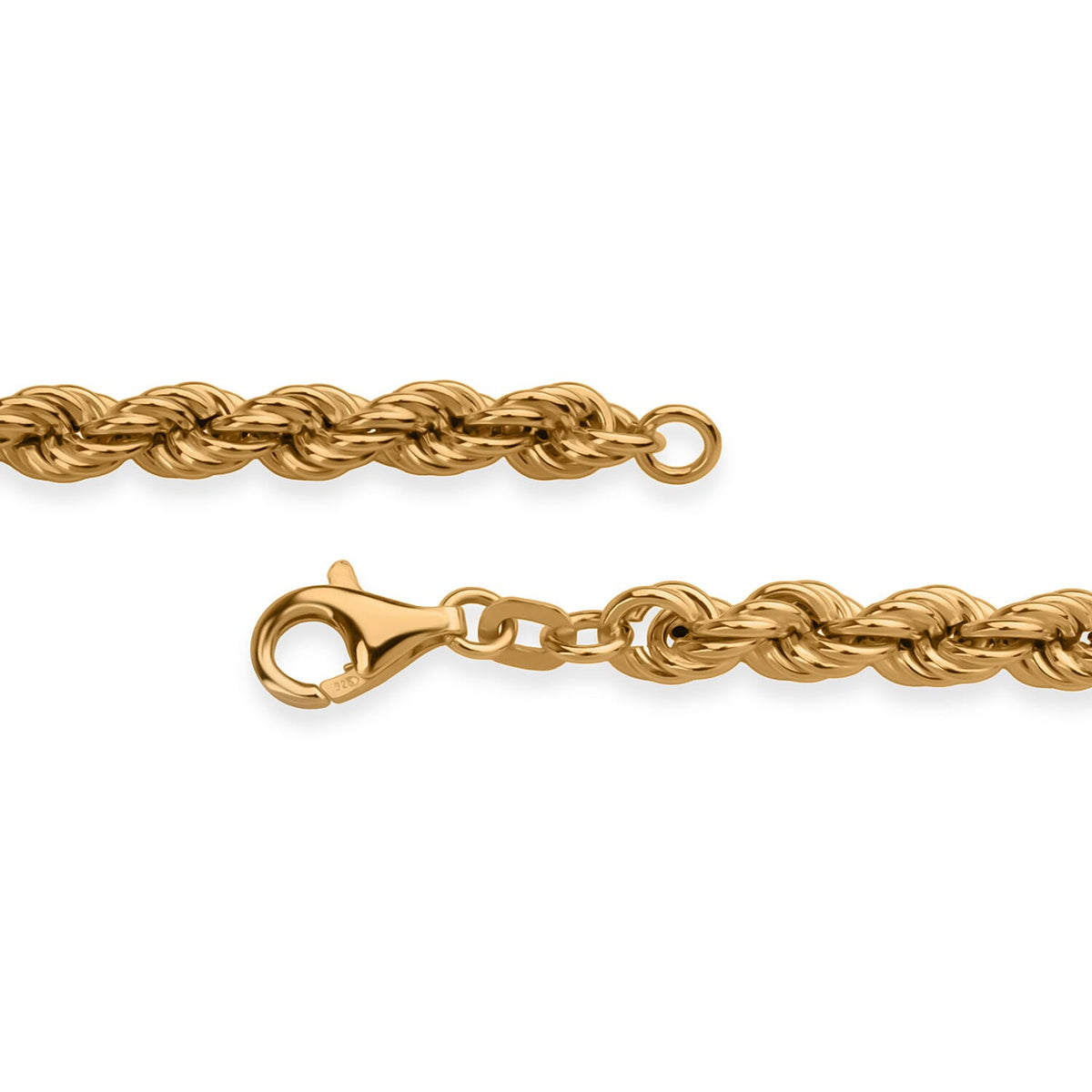 Italian Made - Rope Bracelet (Size - 8) in Yellow Gold Plated Sterling Silver 8356379 3