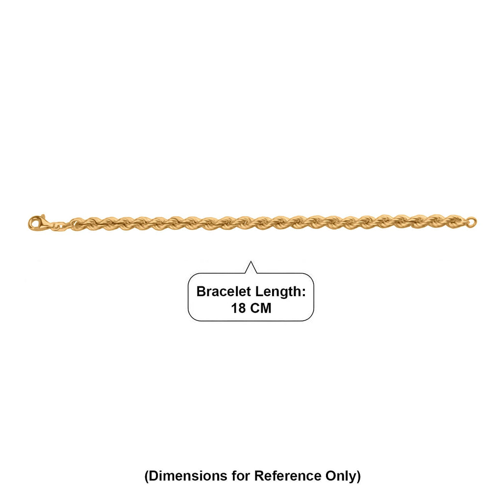 Italian Made - Rope Bracelet (Size - 8) in Yellow Gold Plated Sterling Silver
