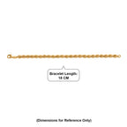 Italian Made - Rope Bracelet (Size - 8) in Yellow Gold Plated Sterling Silver