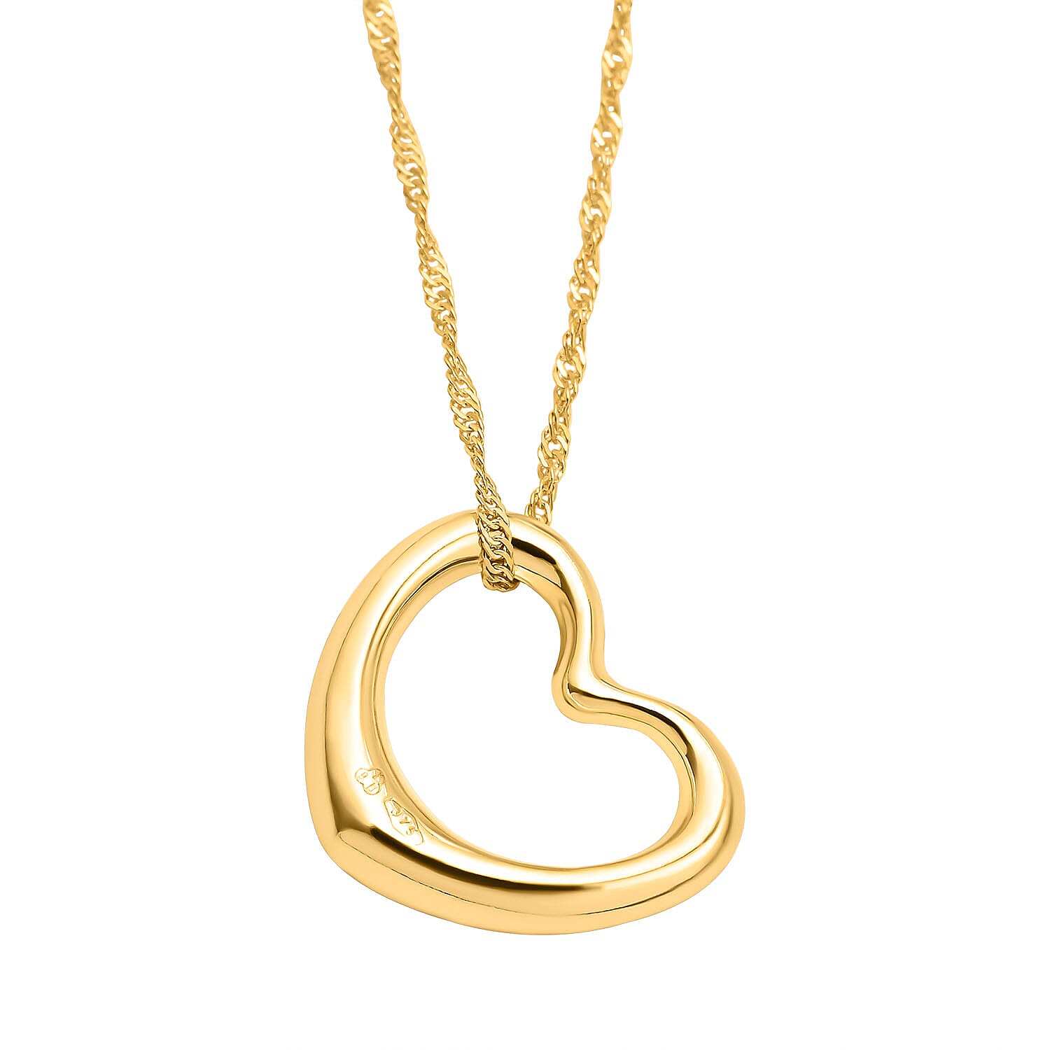 Vicenza Collection 9K Yellow Gold Heart Pendant with Chain (Size 18) with Spring Ring Clasp 3010480 0