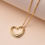 Vicenza Collection 9K Yellow Gold Float Heart Pendant with Chain (Size 18) with Spring Ring Clasp