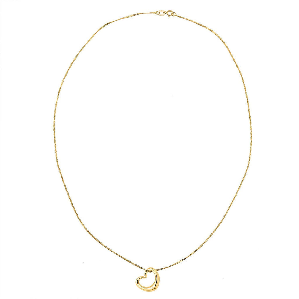 Vicenza Collection 9K Yellow Gold Float Heart Pendant with Chain (Size 18) with Spring Ring Clasp