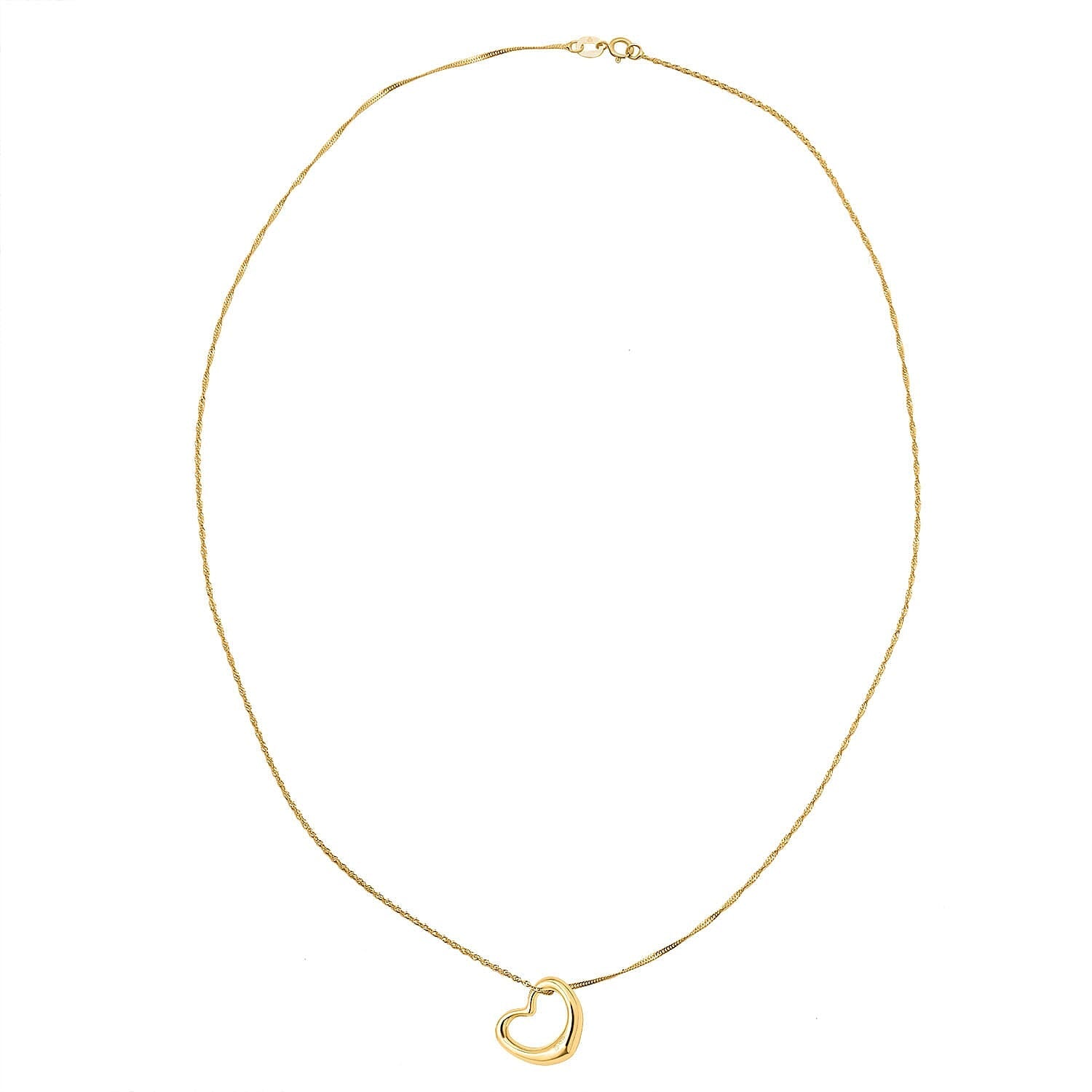 Vicenza Collection 9K Yellow Gold Heart Pendant with Chain (Size 18) with Spring Ring Clasp 3010480 4