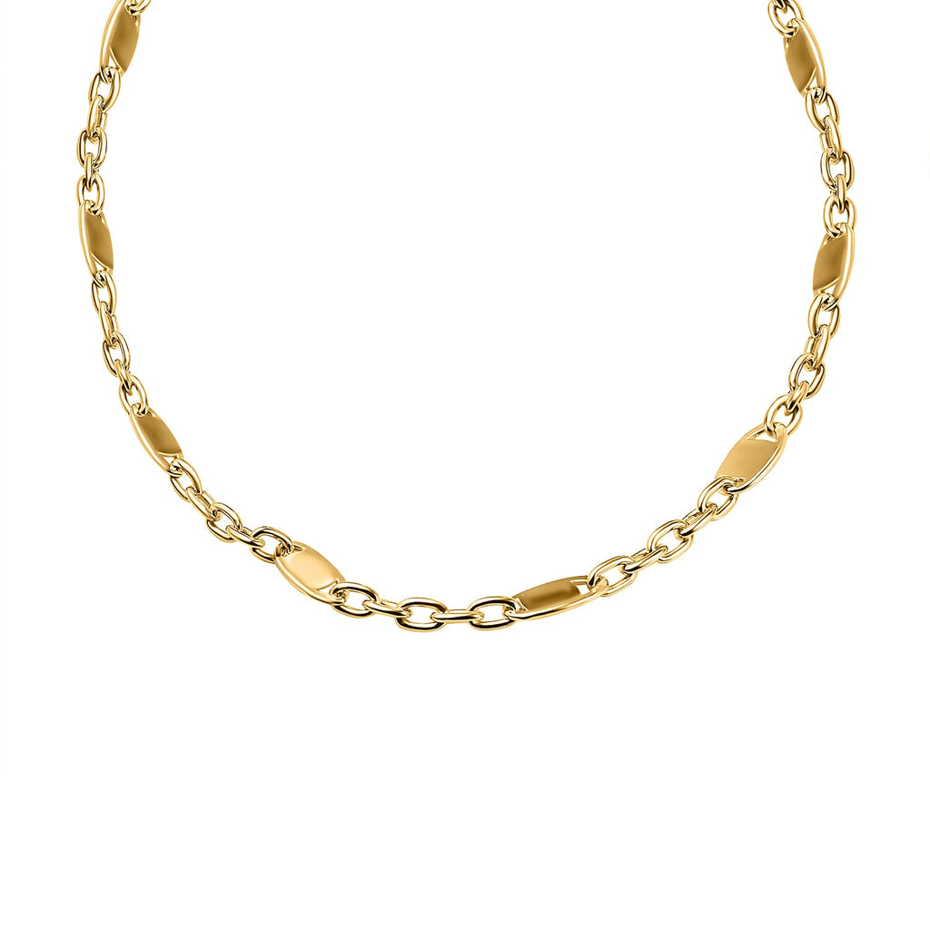 Italian Made - Yellow Gold Overlay Sterling Silver Flat Rambo Chain (Size - 20)