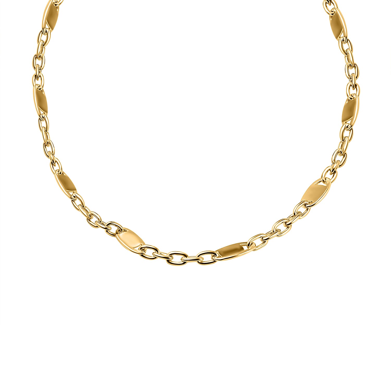Italian Made - Yellow Gold Overlay Sterling Silver Flat Rambo Chain (Size - 20) 7566733 0