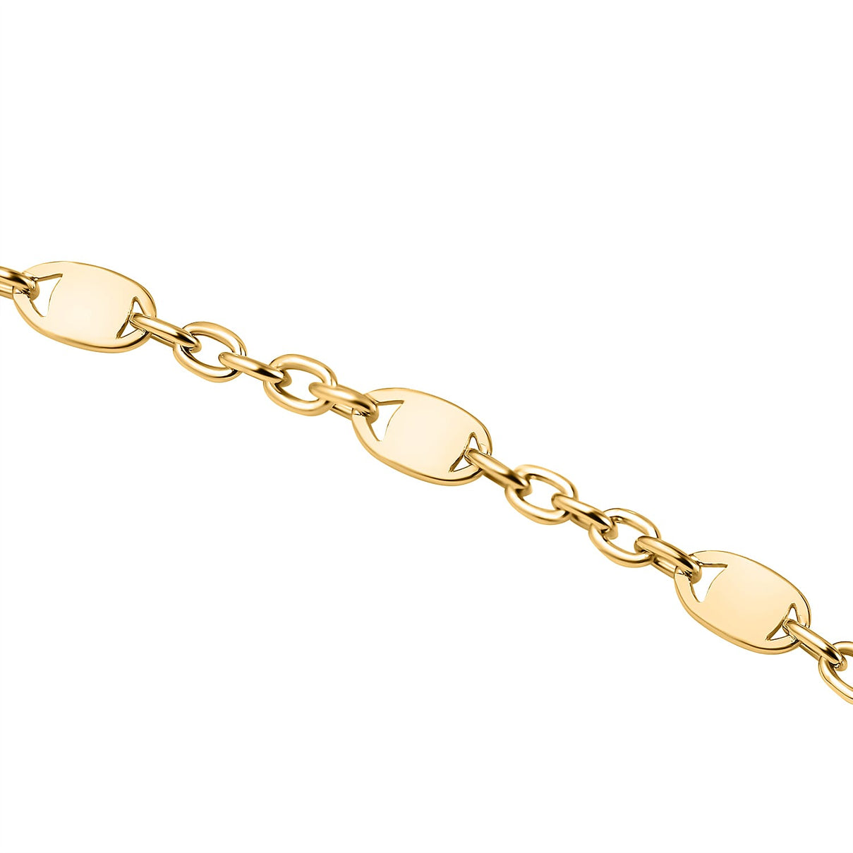 Italian Made - Yellow Gold Overlay Sterling Silver Flat Rambo Chain (Size - 20) 7566733 2