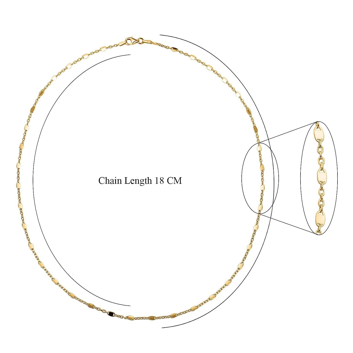Italian Made - Yellow Gold Overlay Sterling Silver Flat Rambo Chain (Size - 20) 7566733 4