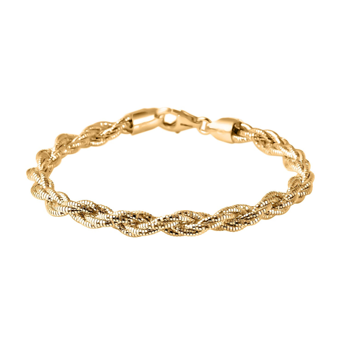 Italian Made - Yellow Gold Plated Sterling Silver Rope Bracelet (Size - 7.5) With Lobster Clasp, Silver Wt. 11.76 Gms 8020494 0