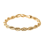 Italian Made - Yellow Gold Plated Sterling Silver Rope Bracelet (Size - 7.5) With Lobster Clasp, Silver Wt. 11.76 Gms