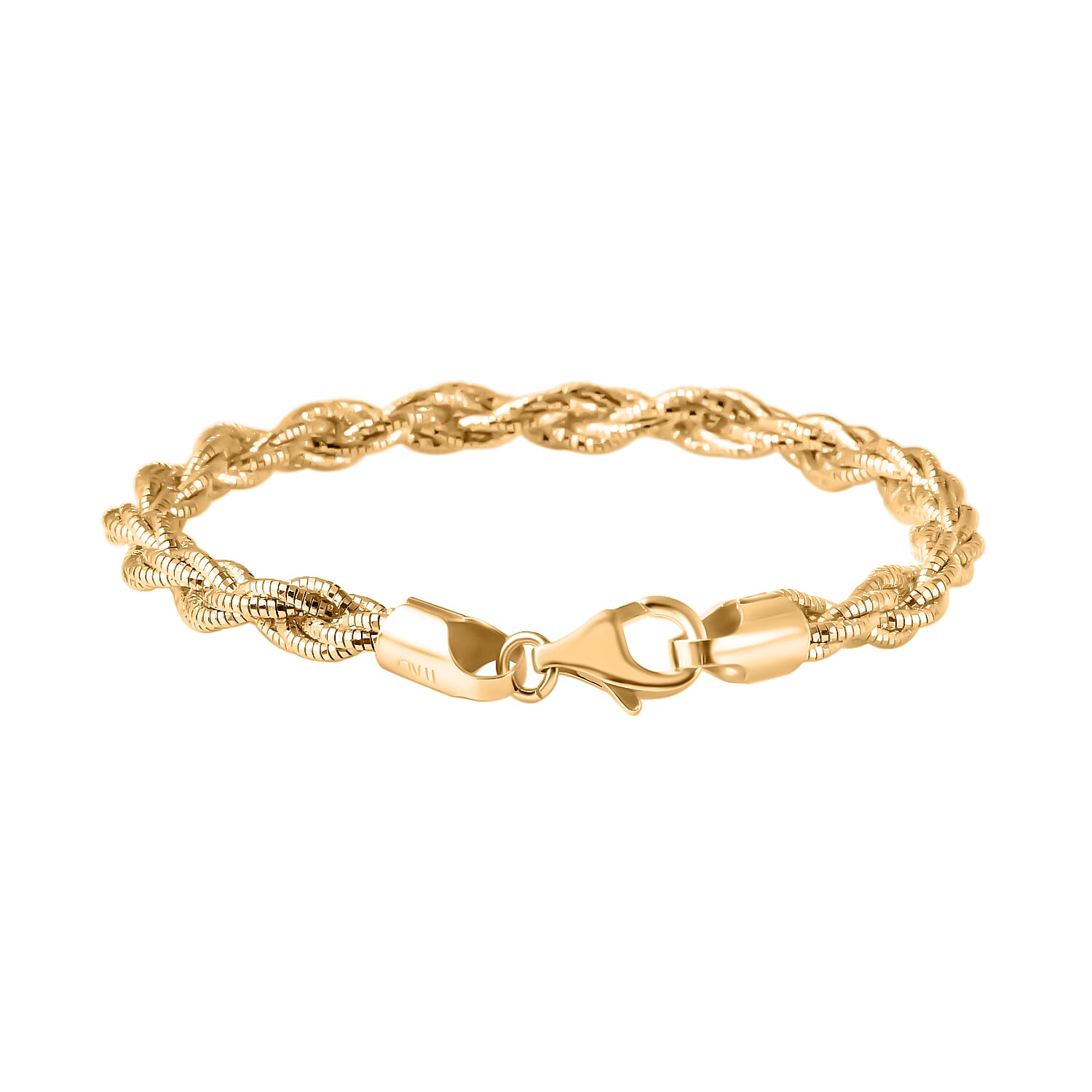Italian Made - Yellow Gold Plated Sterling Silver Rope Bracelet (Size - 7.5) With Lobster Clasp, Silver Wt. 11.76 Gms 8020494 1