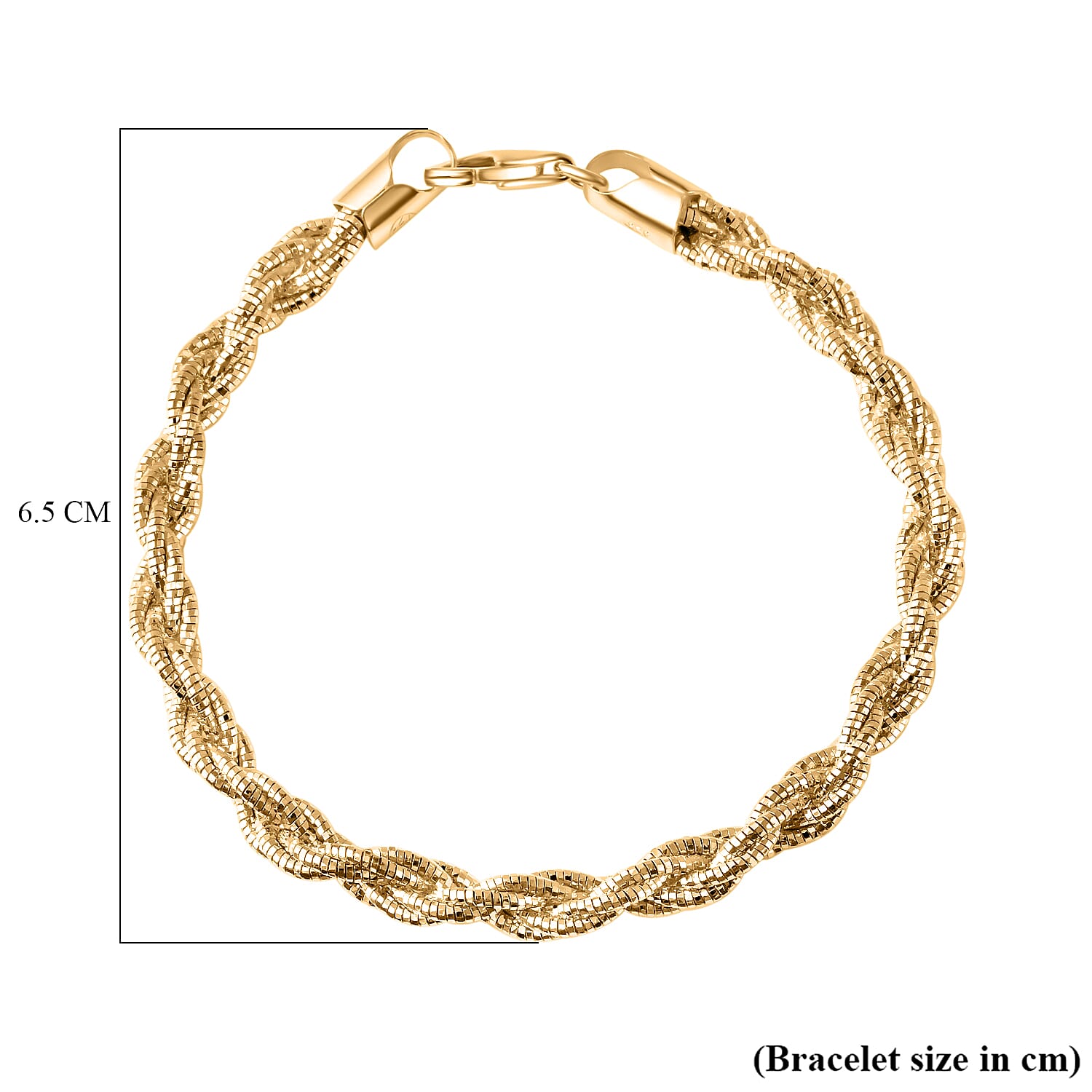 Italian Made - Yellow Gold Plated Sterling Silver Rope Bracelet (Size - 7.5) With Lobster Clasp, Silver Wt. 11.76 Gms 8020494 4