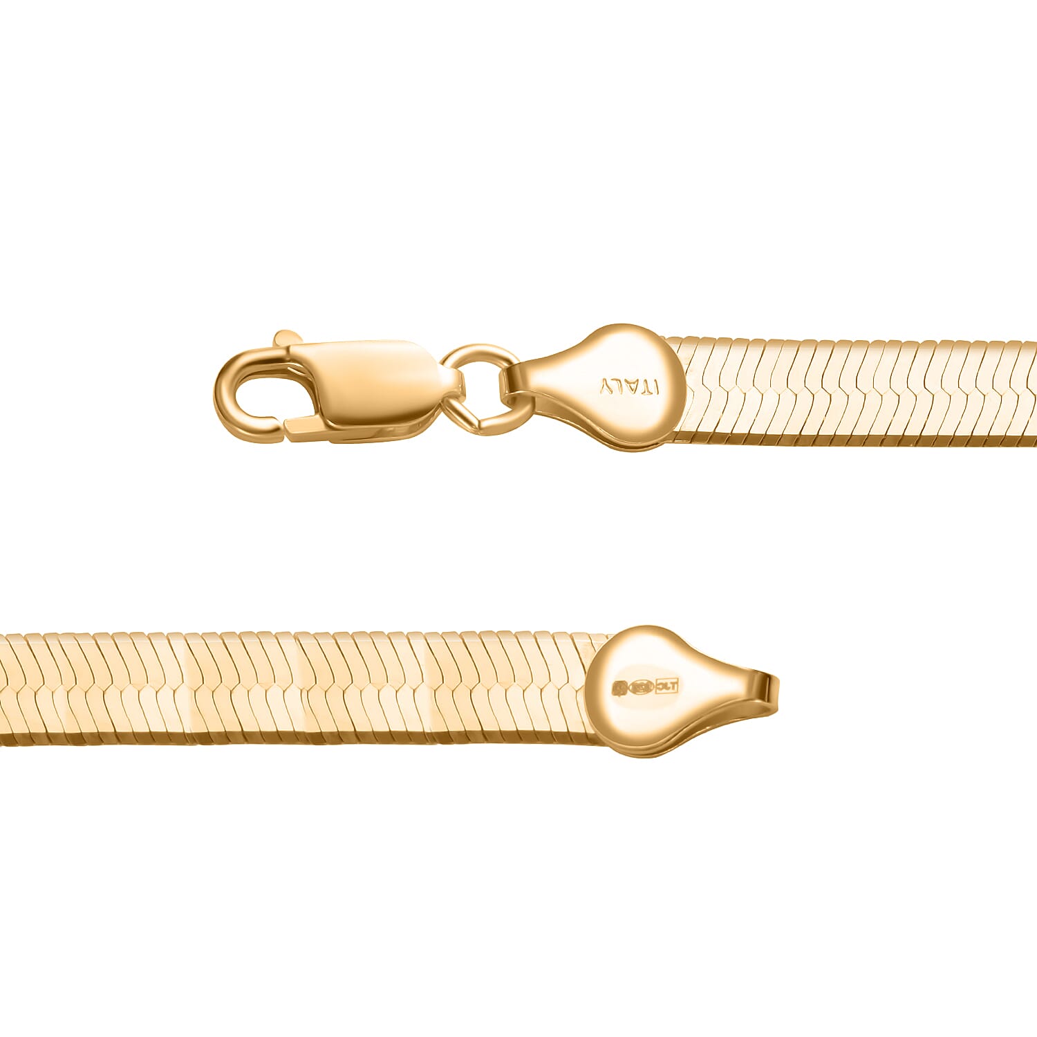 Italian Made - Yellow Gold Plated Sterling Silver Stardust Herringbone Necklace With Lobster Clasp 18 Inch 7969446 2