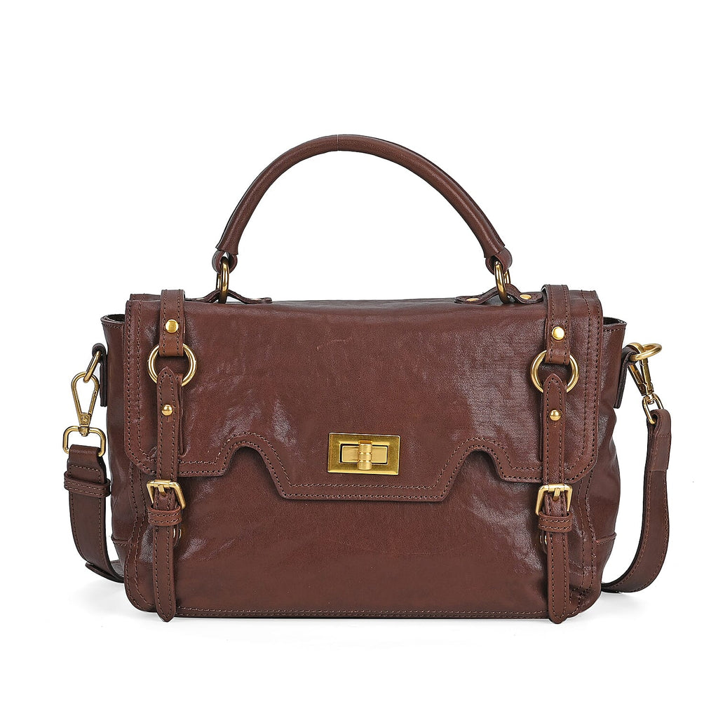 Vintage Boutique Collection - Genuine Leather Crossbody Bag - Chocolate