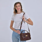 Vintage Boutique Collection - Genuine Leather Crossbody Bag - Chocolate