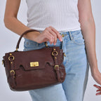 Vintage Boutique Collection - Genuine Leather Crossbody Bag - Chocolate