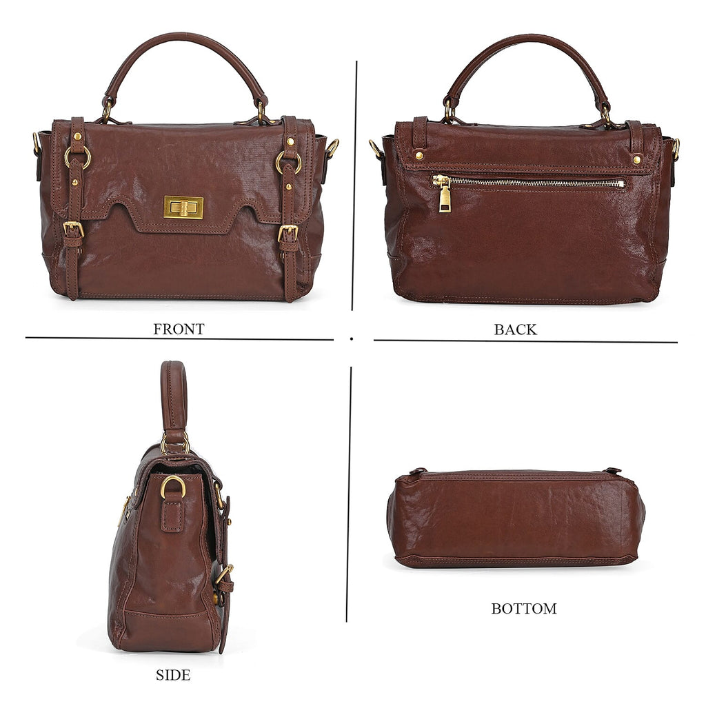 Vintage Boutique Collection - Genuine Leather Crossbody Bag - Chocolate