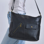 Genuine Leather Sumptuous Crossbody Bag - Black