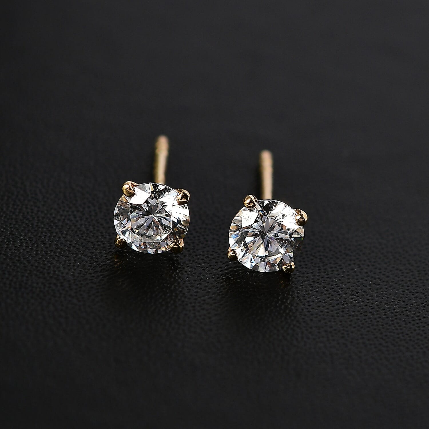 J Francis - 9K Yellow Gold A Swarovski Zirconia Solitaire Stud Push Post Earring 1.49 ct. 7932453 4