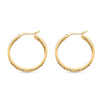 Greek Key Hoop Earring with Clasp in Yellow Gold Tone