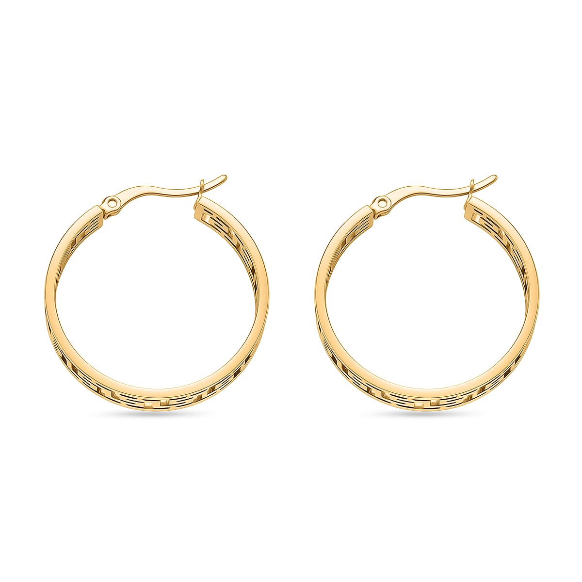 Greek Key Hoop Earring with Clasp in Yellow Gold Tone 8242370 4