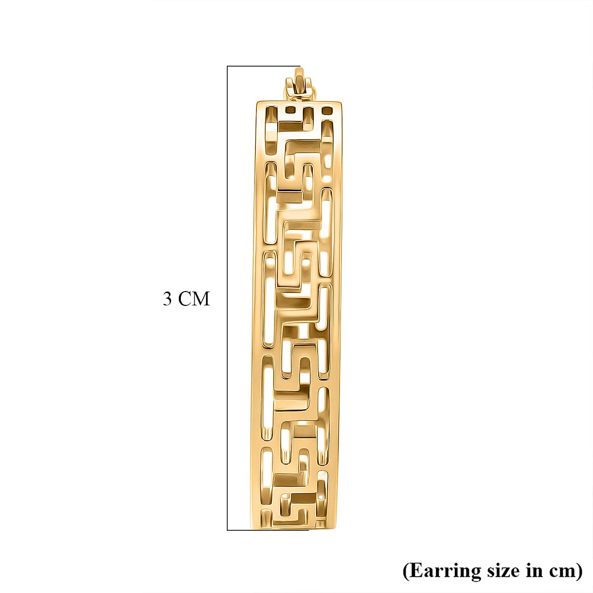 Greek Key Hoop Earring with Clasp in Yellow Gold Tone 8242370 6