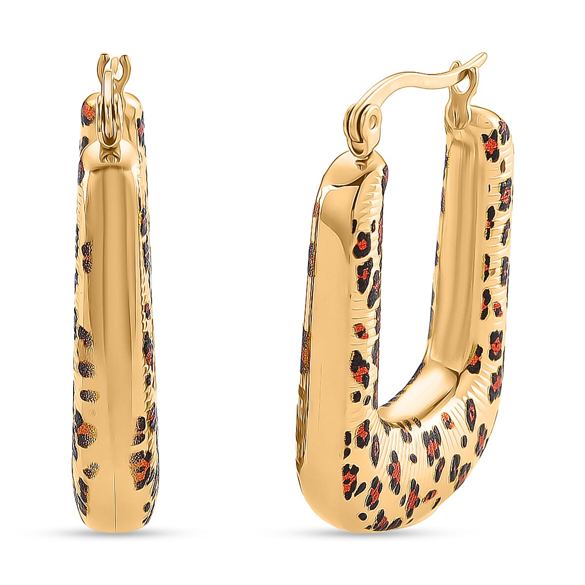 Designer Inspired- Leopard Print J Hoop Half Hoop Earring 8259844 0