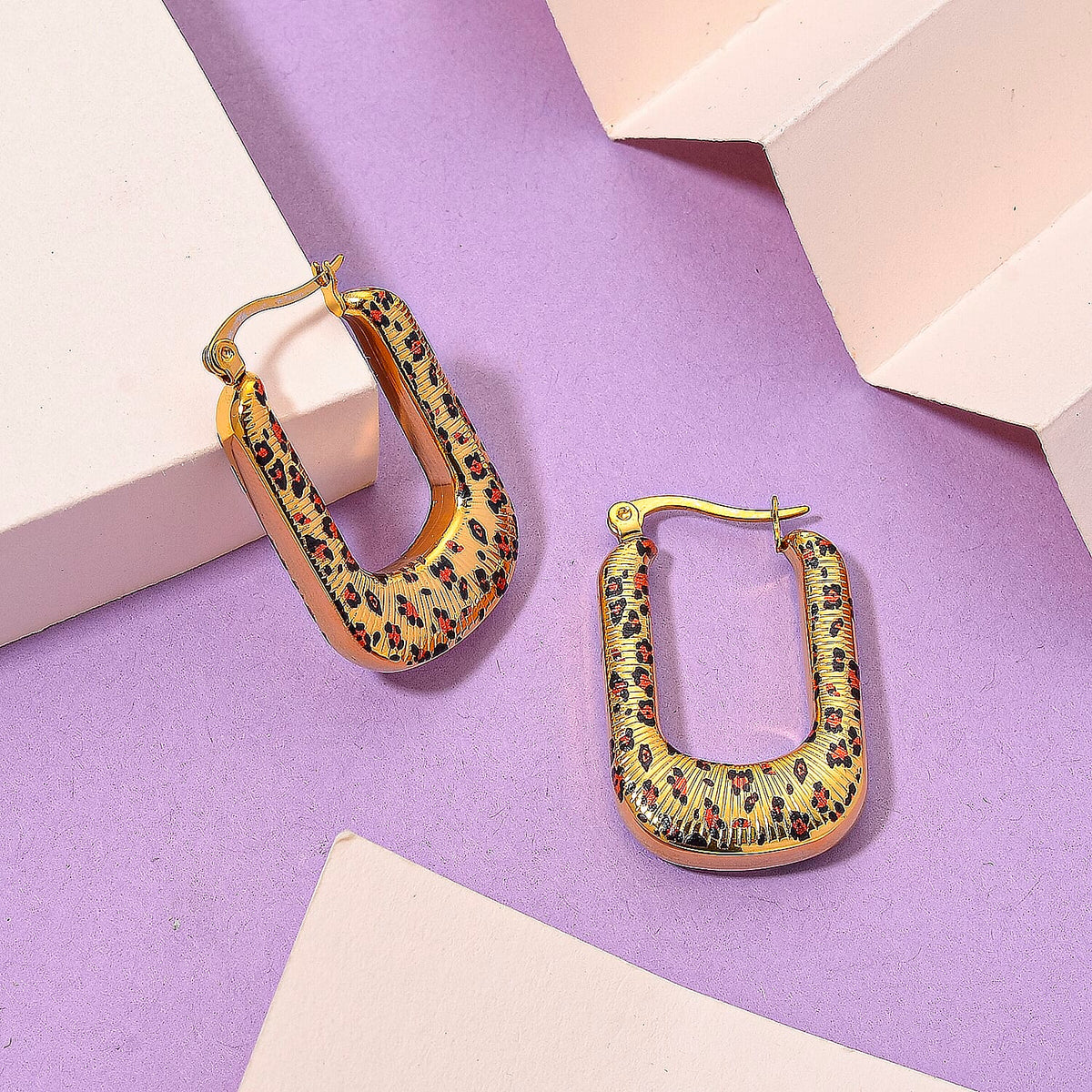 Designer Inspired- Leopard Print J Hoop Half Hoop Earring 8259844 2