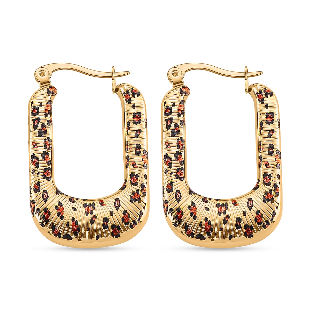 Designer Inspired- Leopard Print J Hoop Half Hoop Earring 8259844 4