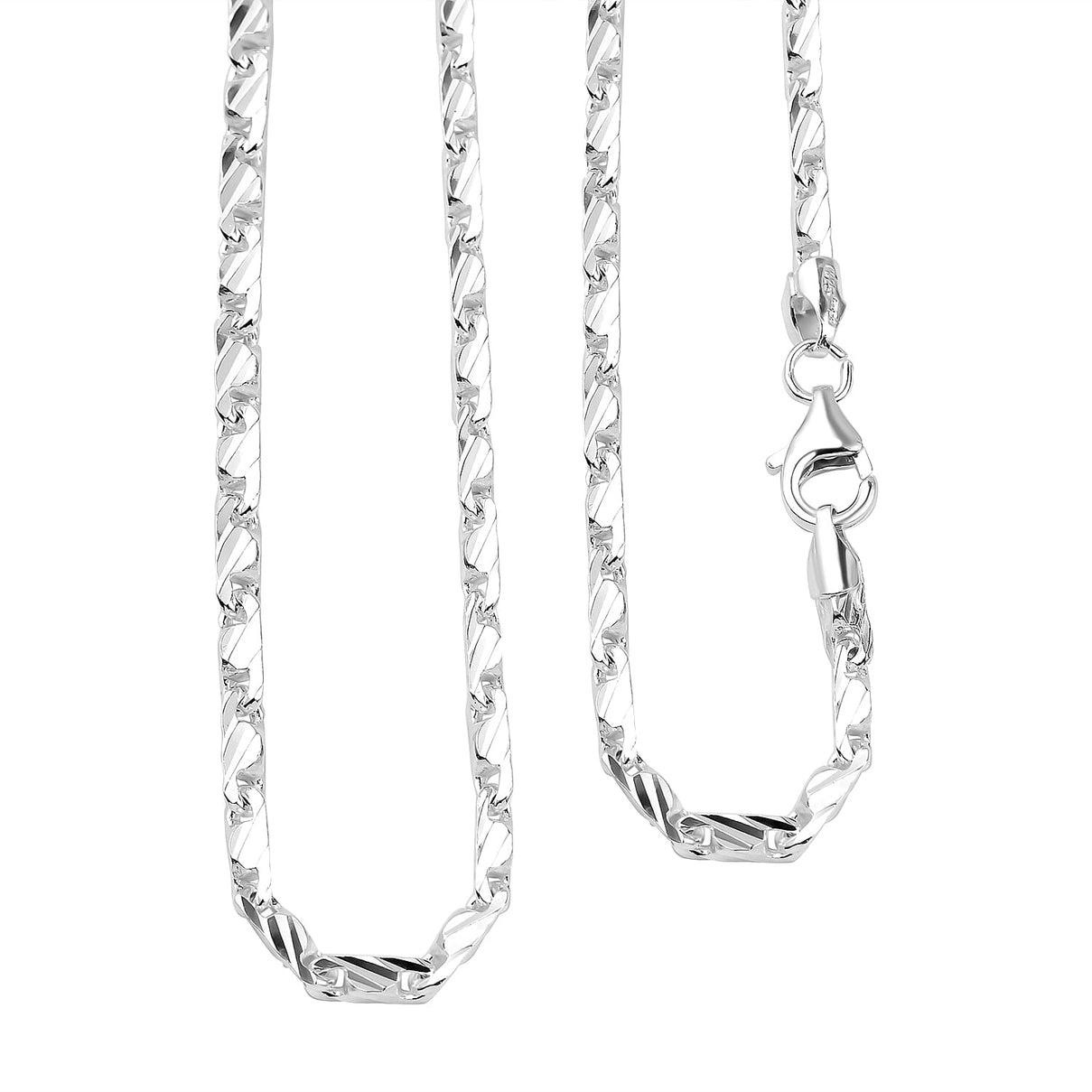 Italian Made Sterling Silver Diamond Cut Necklace (Size - 18) 7148760 0