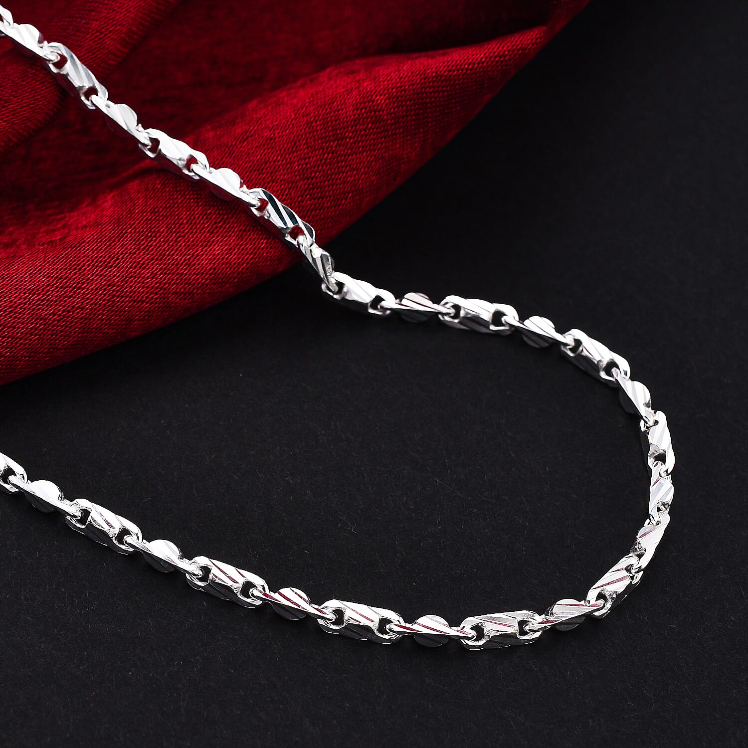 Italian Made Sterling Silver Diamond Cut Necklace (Size - 18) 7148760 1