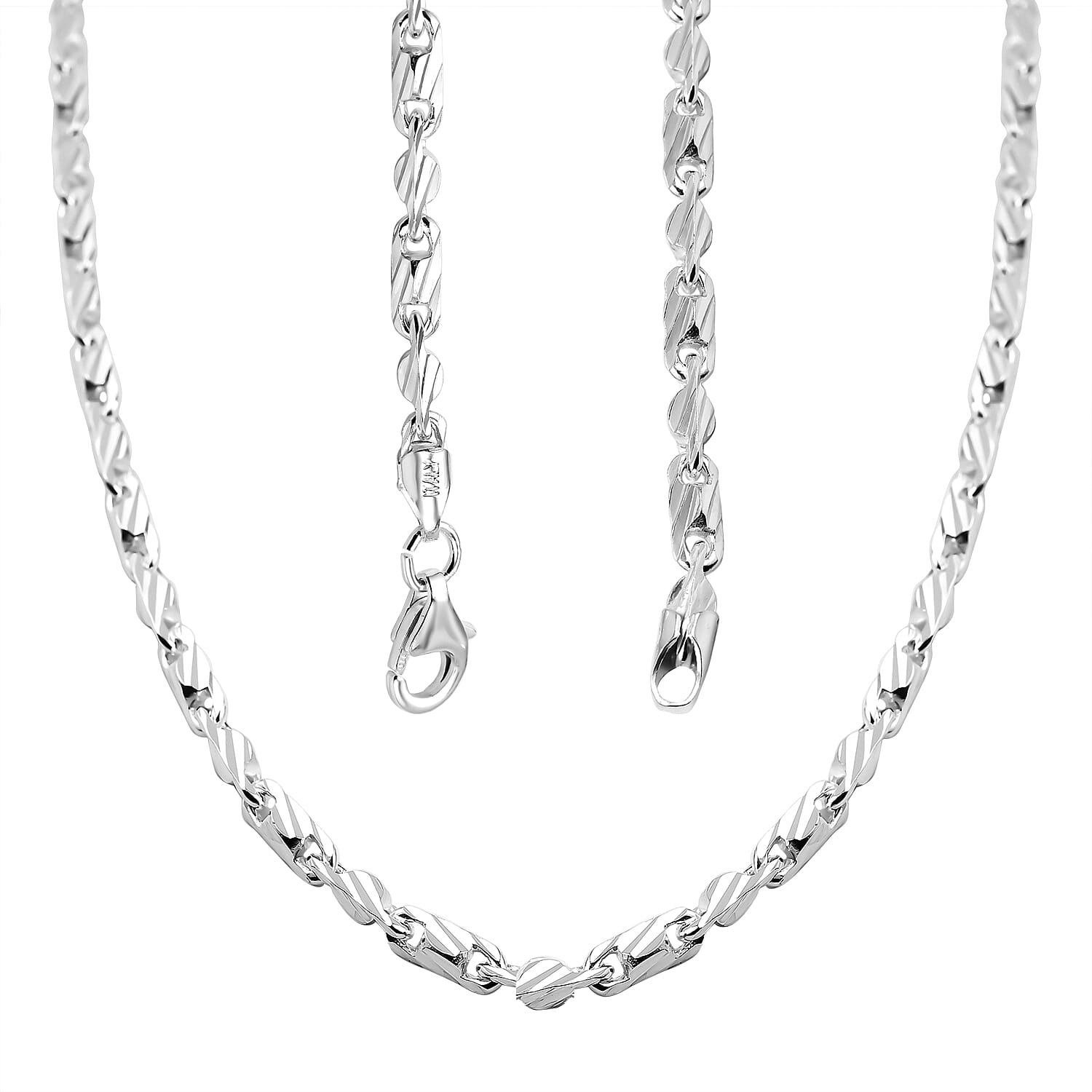 Italian Made Sterling Silver Diamond Cut Necklace (Size - 18) 7148760 4