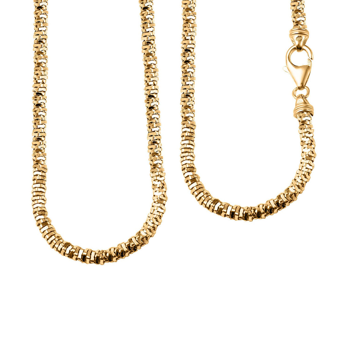JCK Vegas Close Out Deal - Yellow Gold Overlay Sterling Silver Diamond-Cut Rock Necklace (Size - 20), Silver Wt. 23.9 Gms 7740194 3