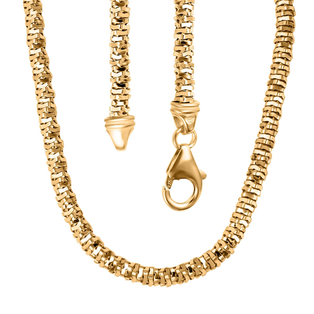 JCK Vegas Close Out Deal - Yellow Gold Overlay Sterling Silver Diamond-Cut Rock Necklace (Size - 20), Silver Wt. 23.9 Gms 7740194 4