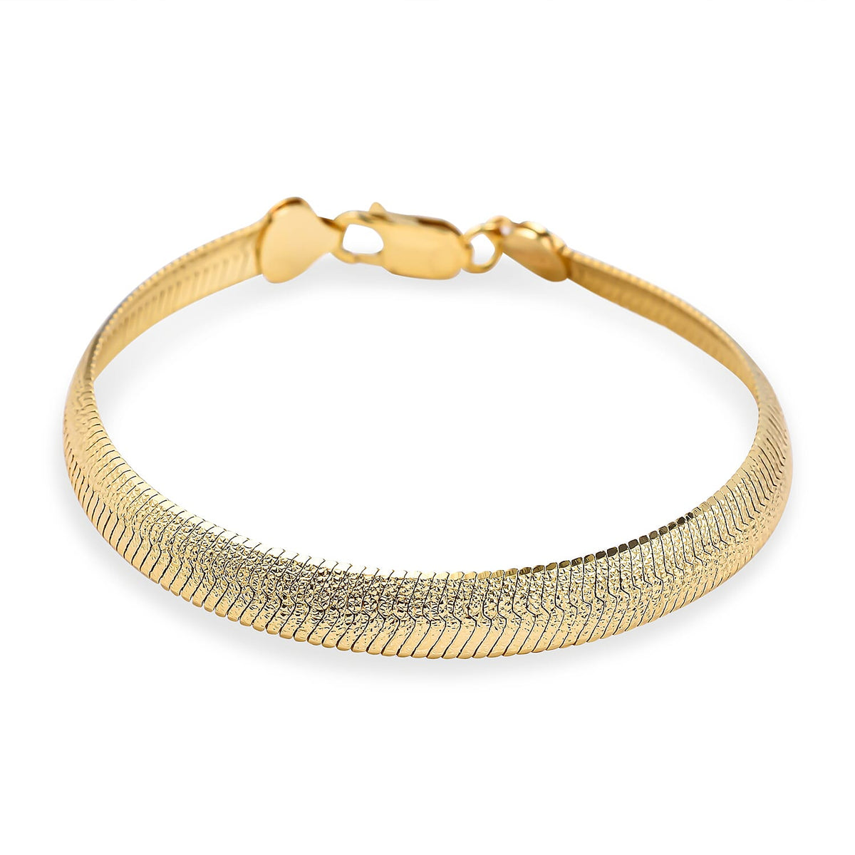 JCK Vegas CloseOut- Yellow Gold Overlay Sterling Silver Herringbone Bracelet (Size - 7.5), Silver Wt. 9.33 Gms 7028202 0