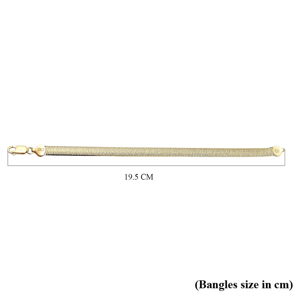 JCK Vegas CloseOut- Yellow Gold Overlay Sterling Silver Herringbone Bracelet (Size - 7.5), Silver Wt. 9.33 Gms