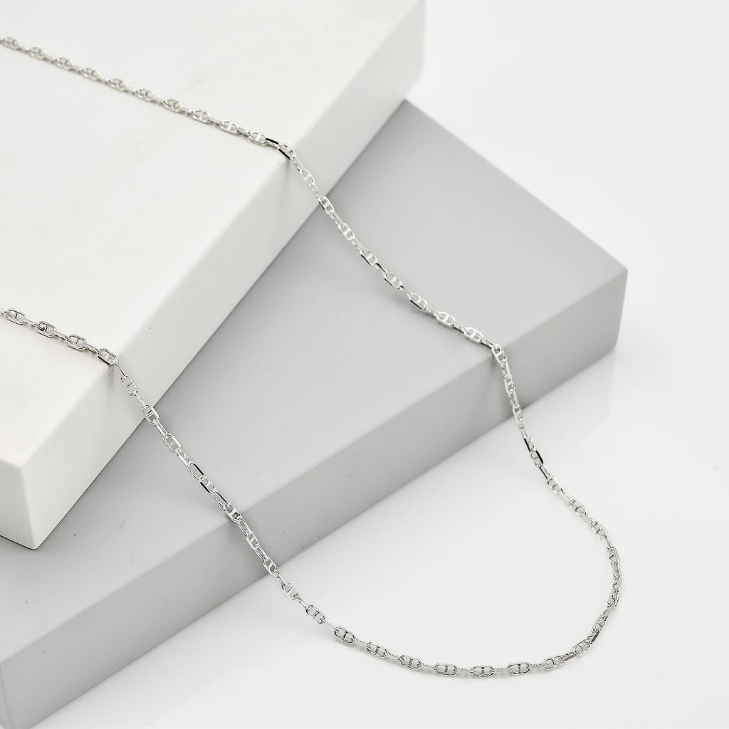 JCK Vegas Closeout - Rhodium Overlay Sterling Silver Mariner Necklace (Size - 24)