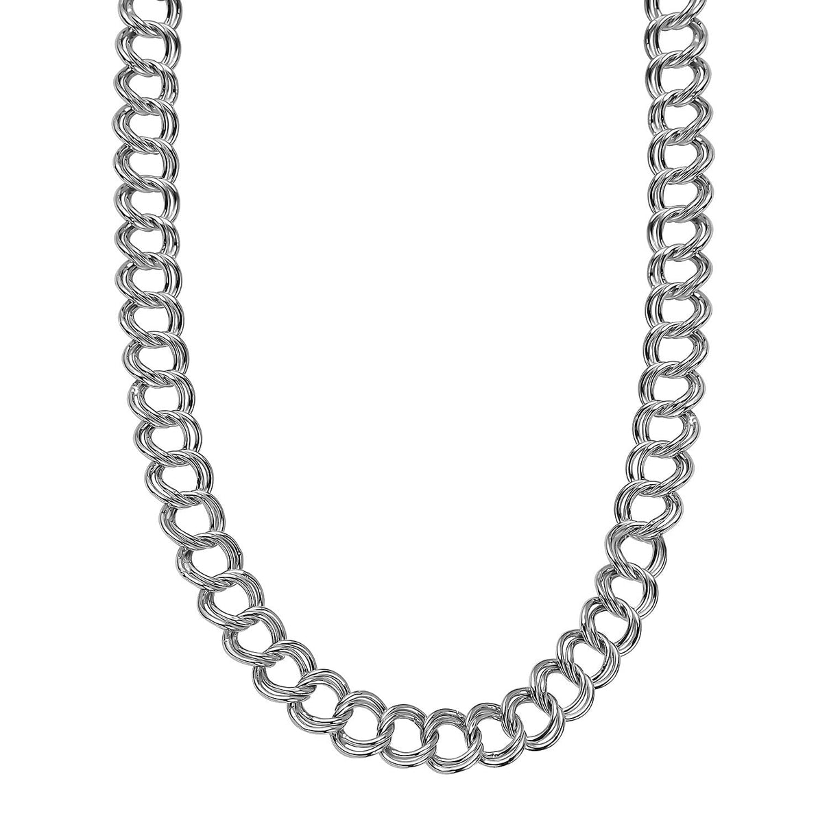 JCK Vegas Closeout - Sterling Silver Double Link Necklace (Size - 20) 7788777 0