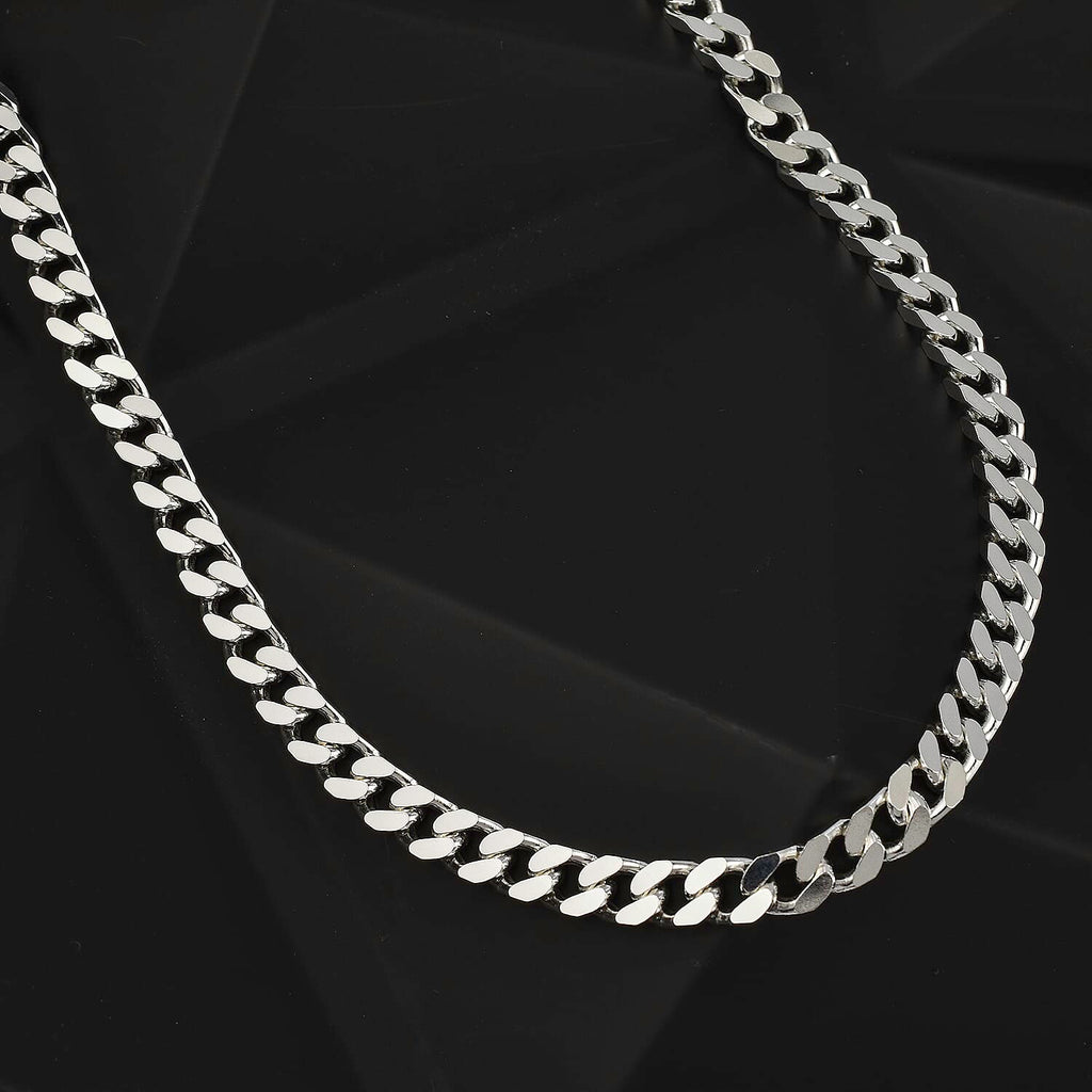 JCK Vegas Closeut - Sterling Silver Diamond Cut Flat Curb Necklace (Size - 20), Silver Wt. 30.4 Gms